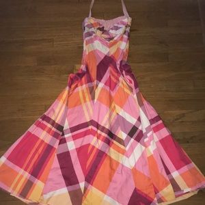 Vintage 1950s pink plaid halter sundress